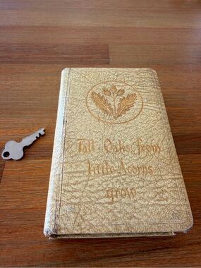 Vintage Tall Oaks From Little Acorns Grow Savings Money Box Book w/ Original Key